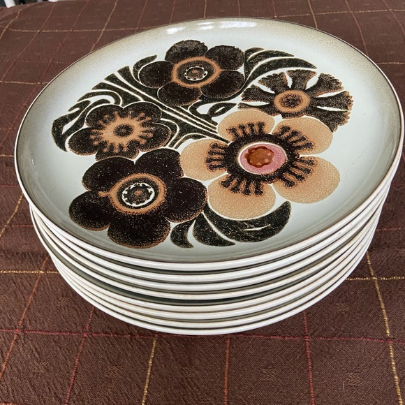 Westbury Danby Vintage 8 10” Dinner Plates Brown Tan Floral MCM - Rare! - Picture 9 of 9